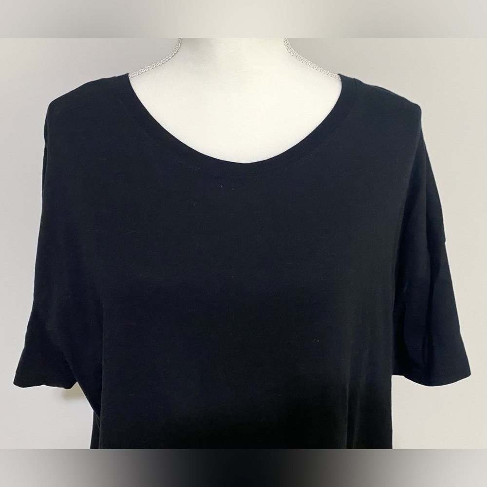 Old Navy Womens XL Solid Black Short Sleeve Oversized Crop Top Y2K Streetwear - Picture 2 of 9